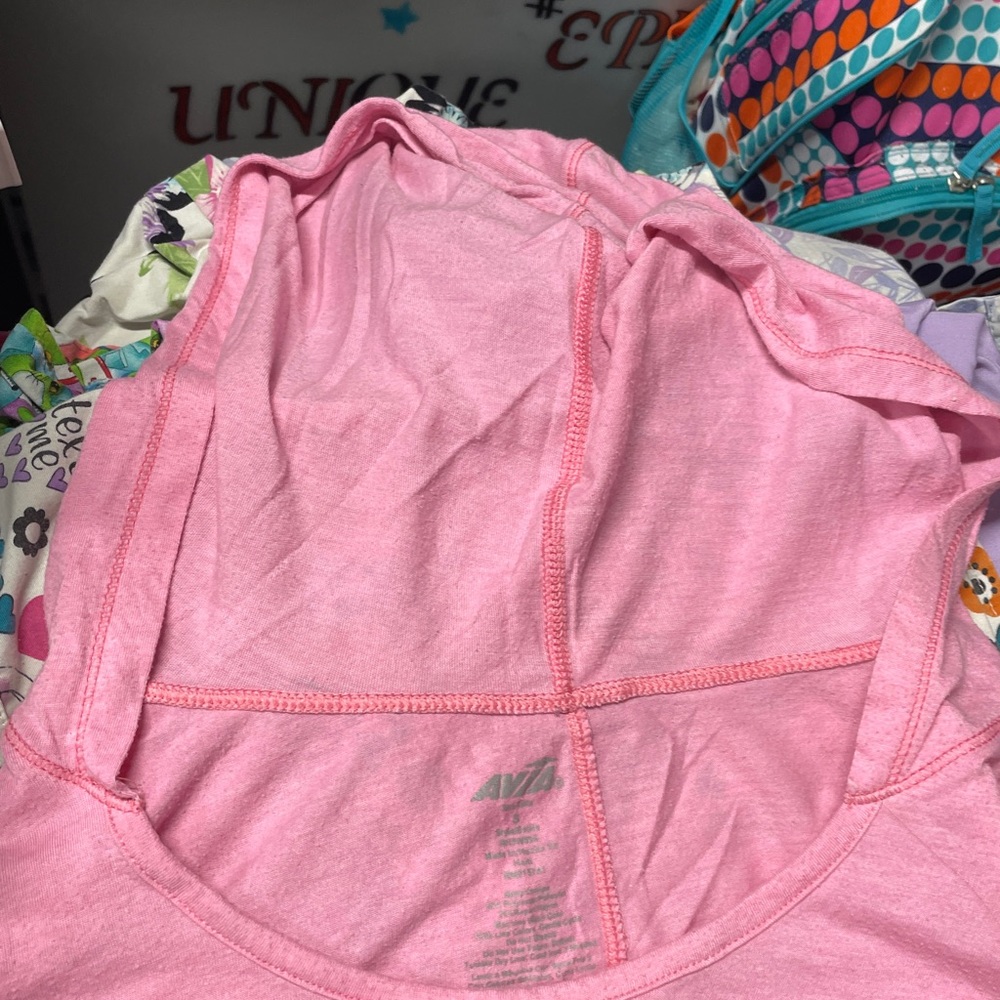 Pink hooded long sleeve shirt